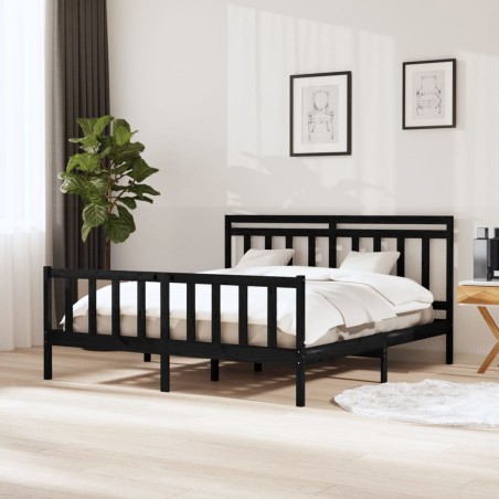 vidaXL Estructura de cama de madera maciza negra 160x200 cm