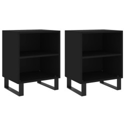 vidaXL Mesitas de noche 2 uds madera de ingeniería negro 40x30x50 cm