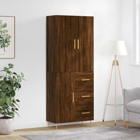 vidaXL Aparador alto madera contrachapada marrón roble 69,5x34x180 cm