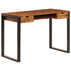 vidaXL Escritorio de madera maciza de sheesham y acero 110x55x78 cm