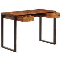 vidaXL Escritorio de madera maciza de sheesham y acero 110x55x78 cm
