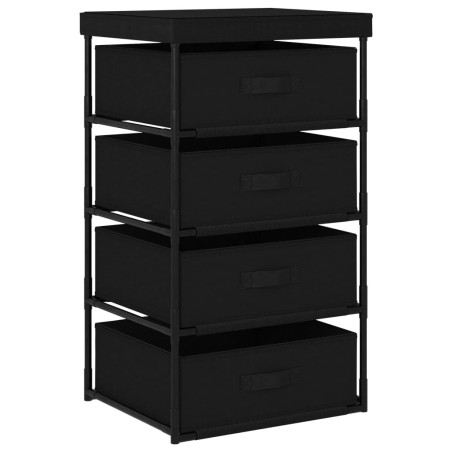 vidaXL Estante de almacenamiento 4 cestas de tela acero negro