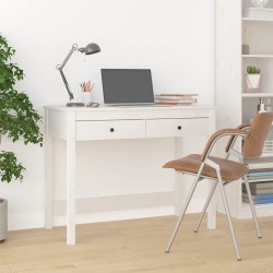 vidaXL Escritorio con cajones madera maciza de pino blanco 100x50x78cm
