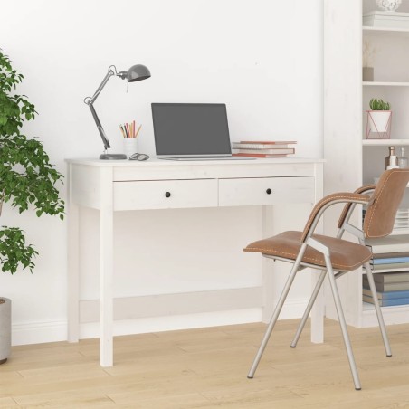 vidaXL Escritorio con cajones madera maciza de pino blanco 100x50x78cm