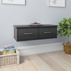 vidaXL Estante de cajones pared contrachapada gris brillo 60x26x18,5cm