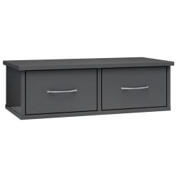 vidaXL Estante de cajones pared contrachapada gris brillo 60x26x18,5cm