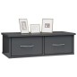 vidaXL Estante de cajones pared contrachapada gris brillo 60x26x18,5cm
