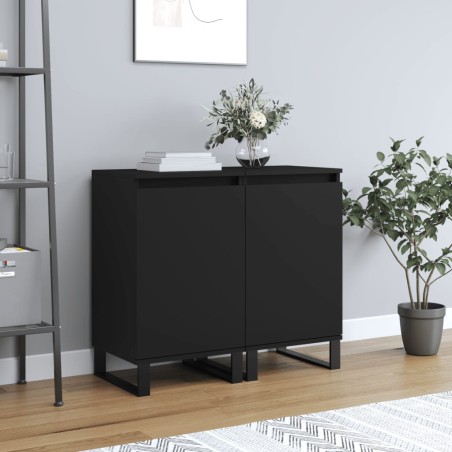vidaXL Aparadores 2 uds madera de ingeniería negro 40x35x70 cm
