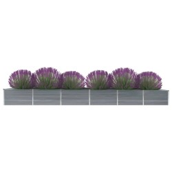 vidaXL Arriate de jardín de acero galvanizado gris 480x80x45 cm