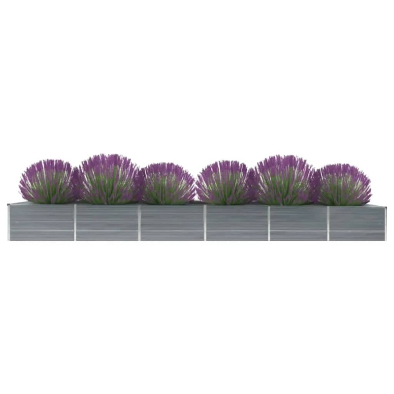 vidaXL Arriate de jardín de acero galvanizado gris 480x80x45 cm