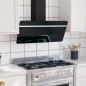 vidaXL Campana extractora pared acero y vidrio templado negro 90 cm vidaXL Campana extractora pared acero y vidrio templado negro 90 cm