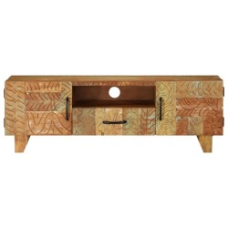 vidaXL Mueble TV tallado a mano madera maciza reciclada 120x30x40 cm