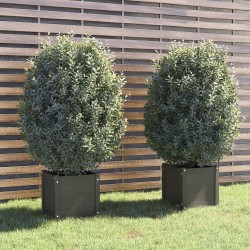 vidaXL Jardineras 2 uds madera maciza de pino gris 40x40x40 cm