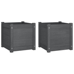 vidaXL Jardineras 2 uds madera maciza de pino gris 40x40x40 cm