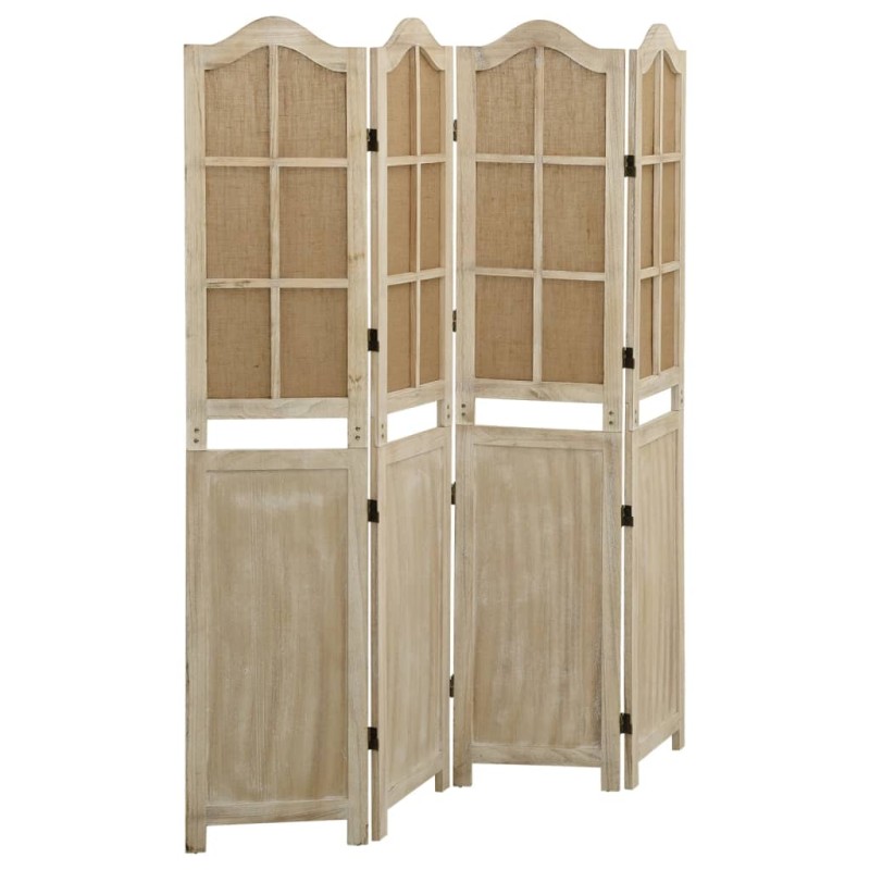 vidaXL Biombo de 4 paneles tela marrón 140x165 cm
