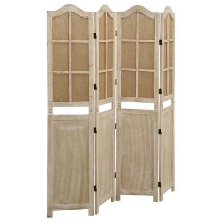vidaXL Biombo de 4 paneles tela marrón 140x165 cm