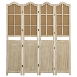 vidaXL Biombo de 4 paneles tela marrón 140x165 cm