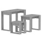 vidaXL Mesas apilables 3 pzas madera contrachapada color gris Sonoma vidaXL Mesas apilables 3 pzas madera contrachapada color gris Sonoma