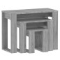 vidaXL Mesas apilables 3 pzas madera contrachapada color gris Sonoma vidaXL Mesas apilables 3 pzas madera contrachapada color gris Sonoma