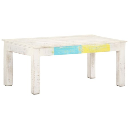 vidaXL Mesa de centro de madera de mango maciza blanca 110x60x45 cm