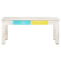vidaXL Mesa de centro de madera de mango maciza blanca 110x60x45 cm