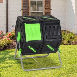 vidaXL Compostador giratorio doble cámara PP 63x60x74 cm 140 L
