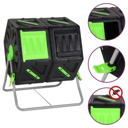 vidaXL Compostador giratorio doble cámara PP 63x60x74 cm 140 L