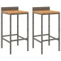 vidaXL Taburetes altos 2 uds madera de acacia y ratán sintético gris vidaXL Taburetes altos 2 uds madera de acacia y ratán sintético gris