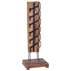vidaXL Botellero para 6 botellas madera maciza de roble 35x35x100 cm