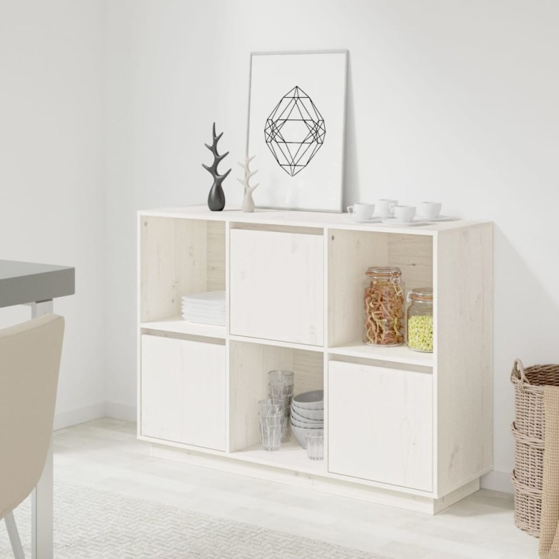 vidaXL Aparador de madera maciza de pino blanco 110,5x35x80 cm vidaXL Aparador de madera maciza de pino blanco 110,5x35x80 cm