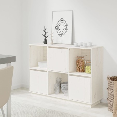 vidaXL Aparador de madera maciza de pino blanco 110,5x35x80 cm