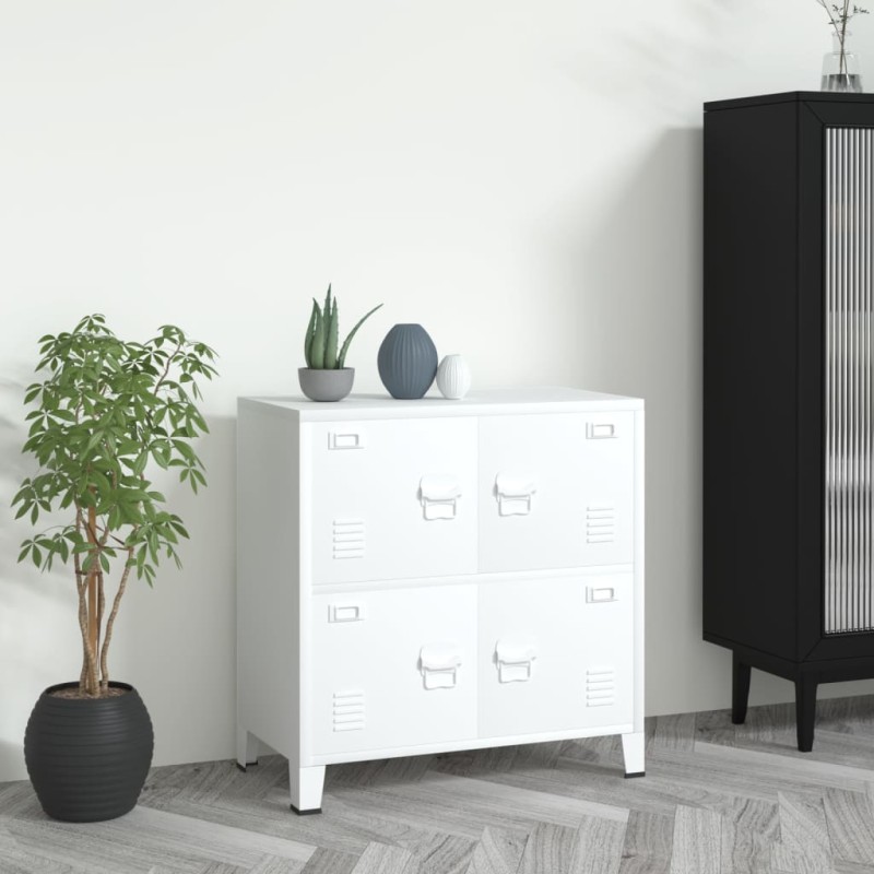 vidaXL Baúl de almacenaje industrial acero blanco 75x40x80 cm vidaXL Baúl de almacenaje industrial acero blanco 75x40x80 cm