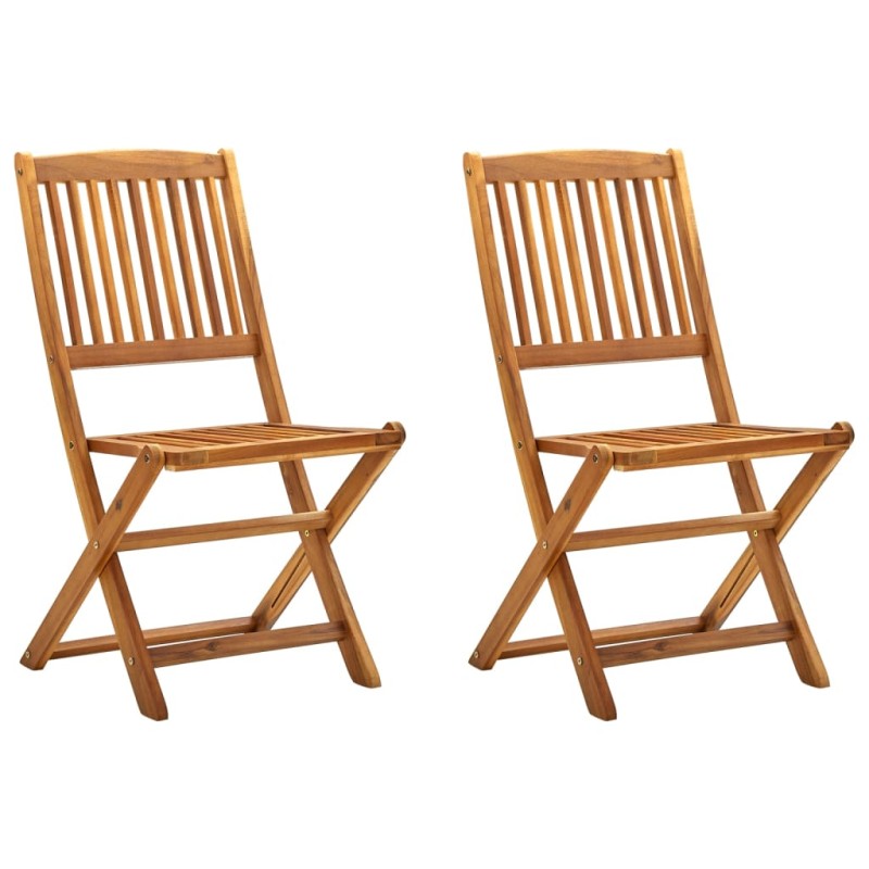 vidaXL Sillas de jardín plegables 2 unidades madera maciza de acacia 