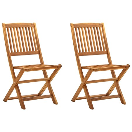 vidaXL Sillas de jardín plegables 2 unidades madera maciza de acacia 