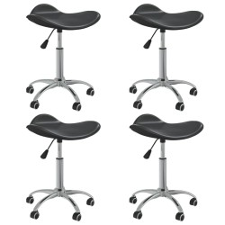 vidaXL Sillas de comedor giratorias 4 unidades cuero sintético negro