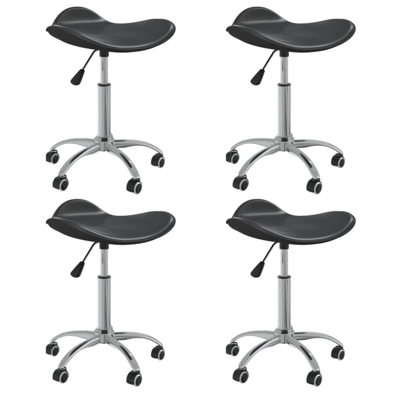vidaXL Sillas de comedor giratorias 4 unidades cuero sintético negro