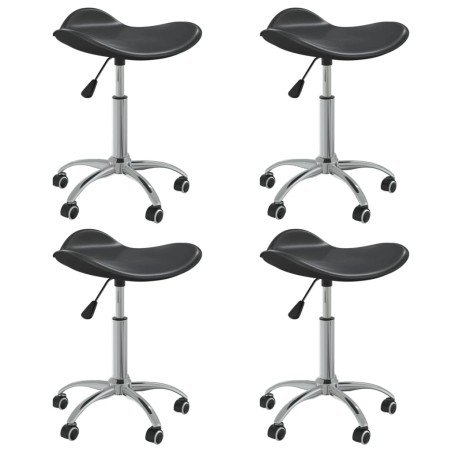 vidaXL Sillas de comedor giratorias 4 unidades cuero sintético negro