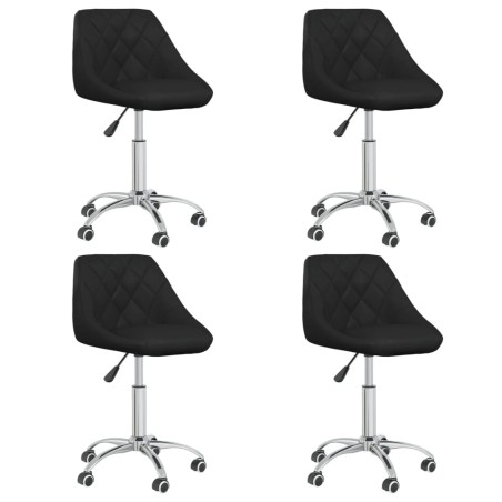 vidaXL Sillas de comedor giratorias 4 unidades cuero sintético negro