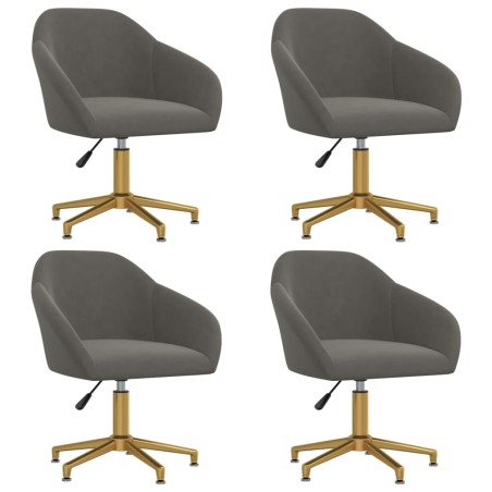 vidaXL Sillas de comedor giratorias 4 unidades terciopelo gris oscuro