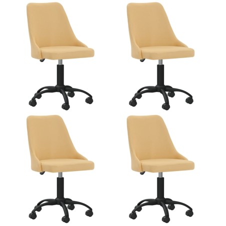 vidaXL Sillas de comedor giratorias 4 unidades tela amarillo