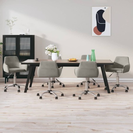 vidaXL Silla de comedor giratoria 6 uds terciopelo gris claro