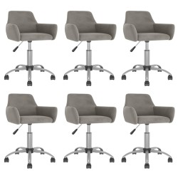 vidaXL Silla de comedor giratoria 6 uds terciopelo gris claro