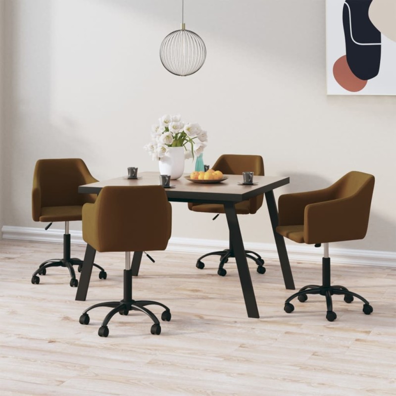 vidaXL Sillas de comedor giratorias 4 unidades terciopelo marrón vidaXL Sillas de comedor giratorias 4 unidades terciopelo marrón