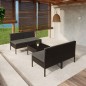 vidaXL Set de muebles de jardín 5 pzas y cojines ratán sintético negro vidaXL Set de muebles de jardín 5 pzas y cojines ratán sintético negro
