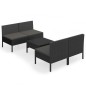 vidaXL Set de muebles de jardín 5 pzas y cojines ratán sintético negro vidaXL Set de muebles de jardín 5 pzas y cojines ratán sintético negro