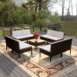 vidaXL Set de muebles de jardín 9 pzas cojines ratán sintético negro vidaXL Set de muebles de jardín 9 pzas cojines ratán sintético negro