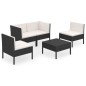 vidaXL Set de muebles de jardín 5 pzas y cojines ratán sintético negro vidaXL Set de muebles de jardín 5 pzas y cojines ratán sintético negro