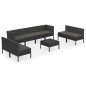 vidaXL Set muebles de jardín 9 pzas y cojines ratán sintético negro vidaXL Set muebles de jardín 9 pzas y cojines ratán sintético negro