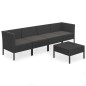 vidaXL Set de muebles de jardín 5 pzas y cojines ratán sintético negro vidaXL Set de muebles de jardín 5 pzas y cojines ratán sintético negro