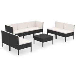 vidaXL Set de muebles de jardín 8 pzas y cojines ratán sintético negro